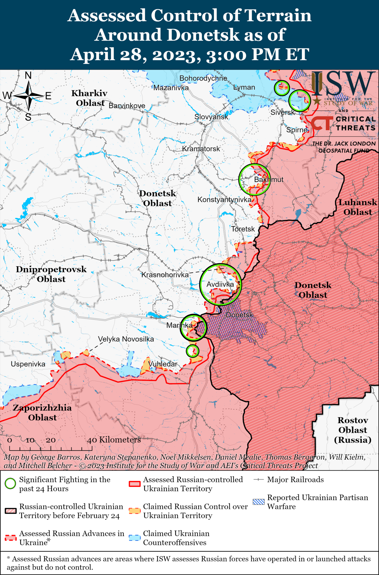 Війська РФ посилюють тиск на трасу Костянтинівка – Часів Яр – Бахмут: аналіз бойових дій від ISW