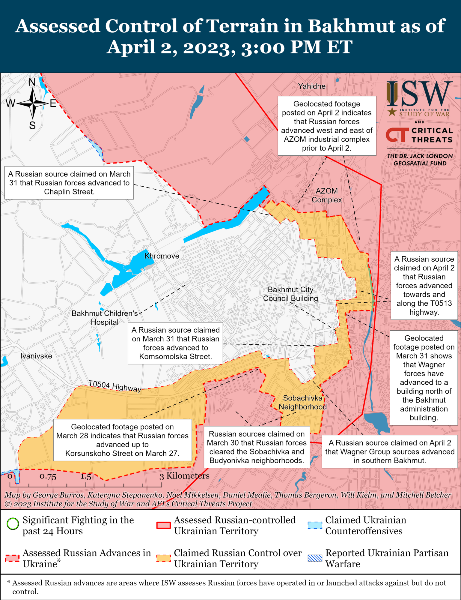 Війська РФ відступили з невстановлених позицій на Донеччині, але продовжують штурм Бахмута – ISW