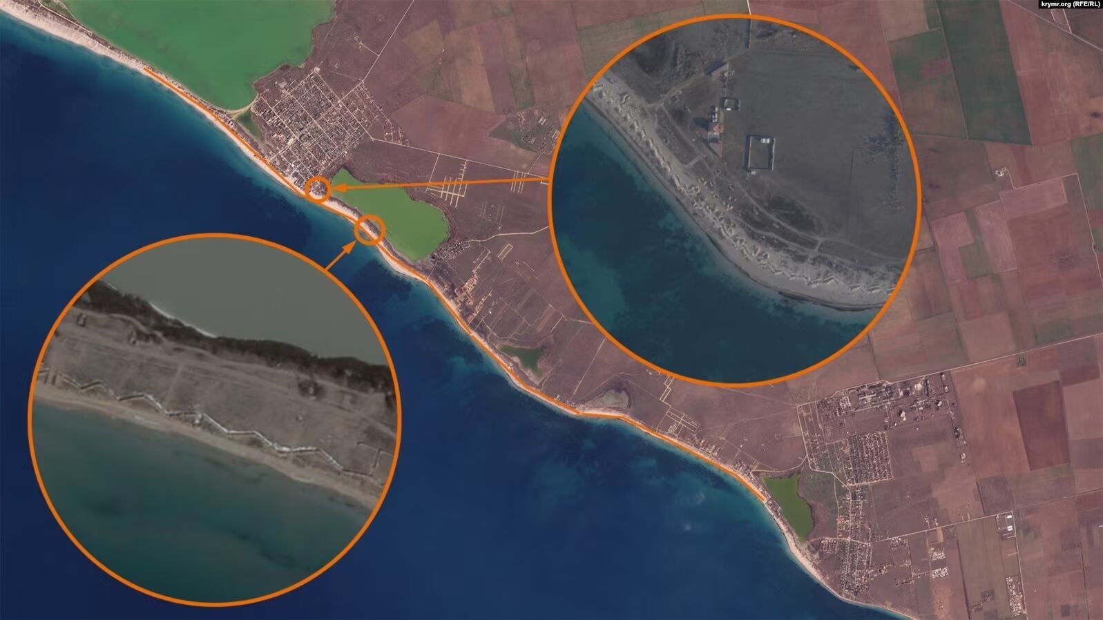 Окупанти викопали майже 8 км окопів від Євпаторії до Заозерного в Криму: супутникові фото