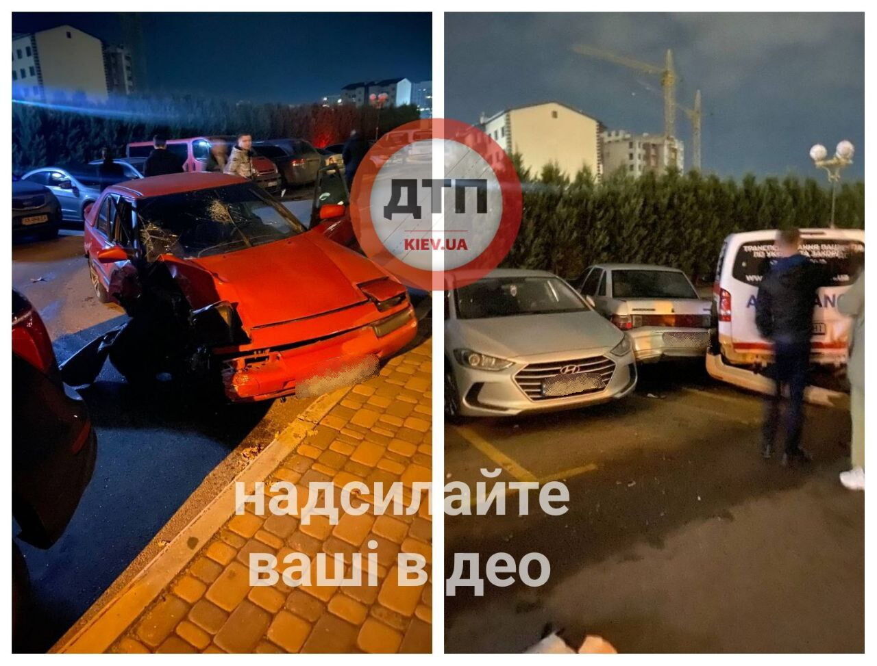 Під Києвом п’яний водій на швидкості протаранив 6 припаркованих авто. Фото та відео