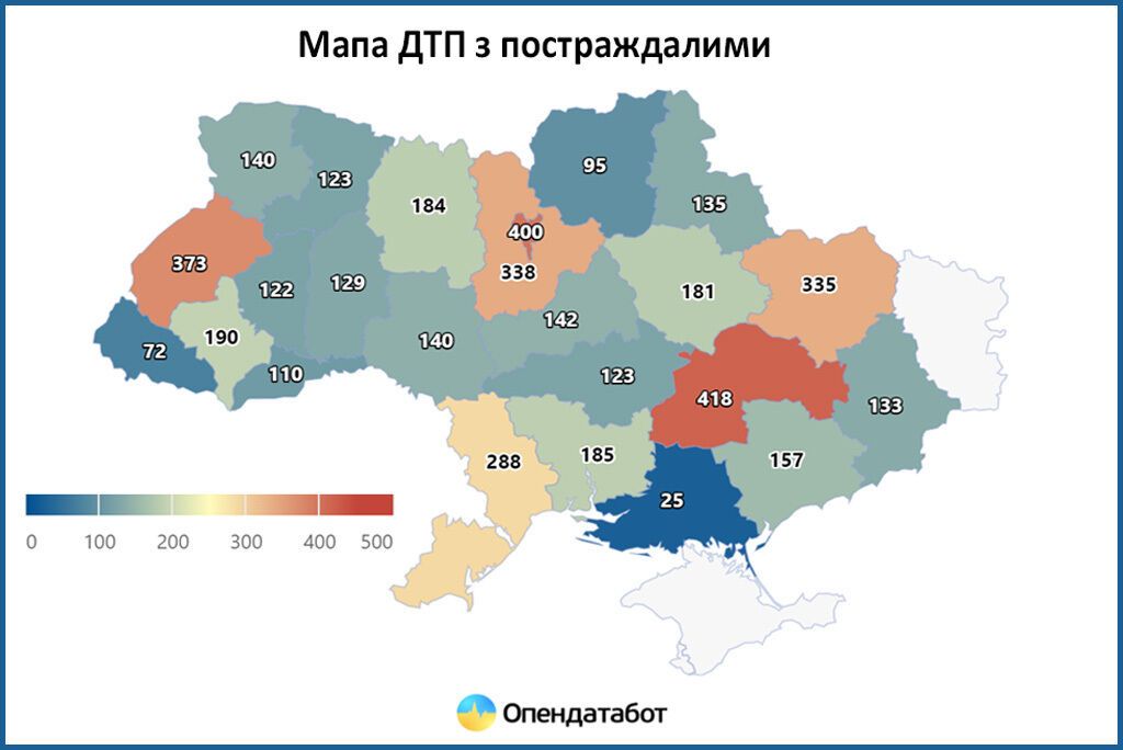 В Україні в 2023 році зросла кількість аварій з травмованими та загиблими 