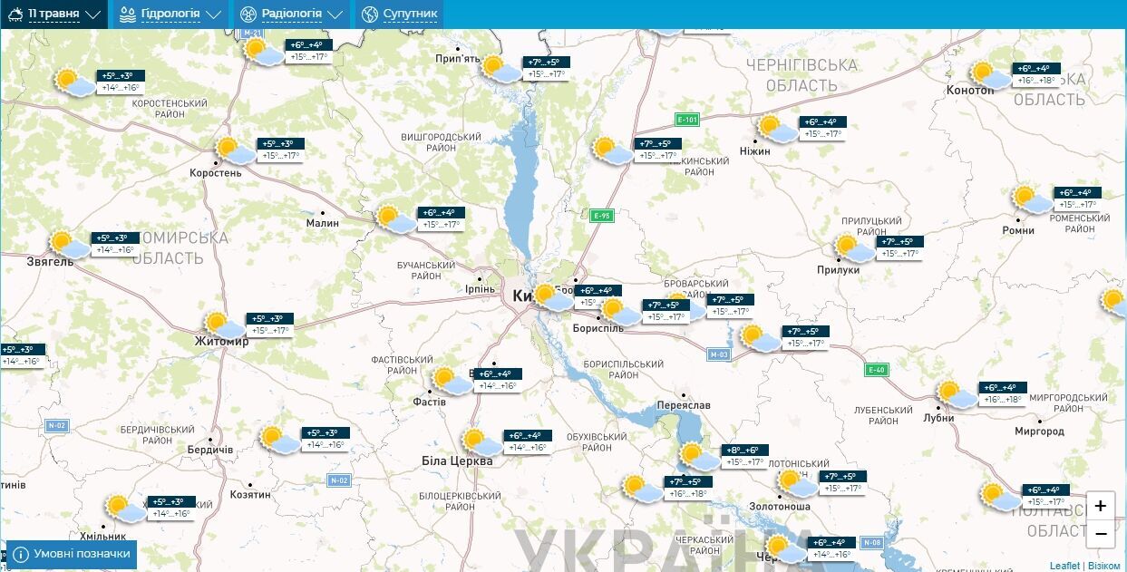 Мінлива хмарність та до +18°С: детальний прогноз погоди по Київщині на 11 травня