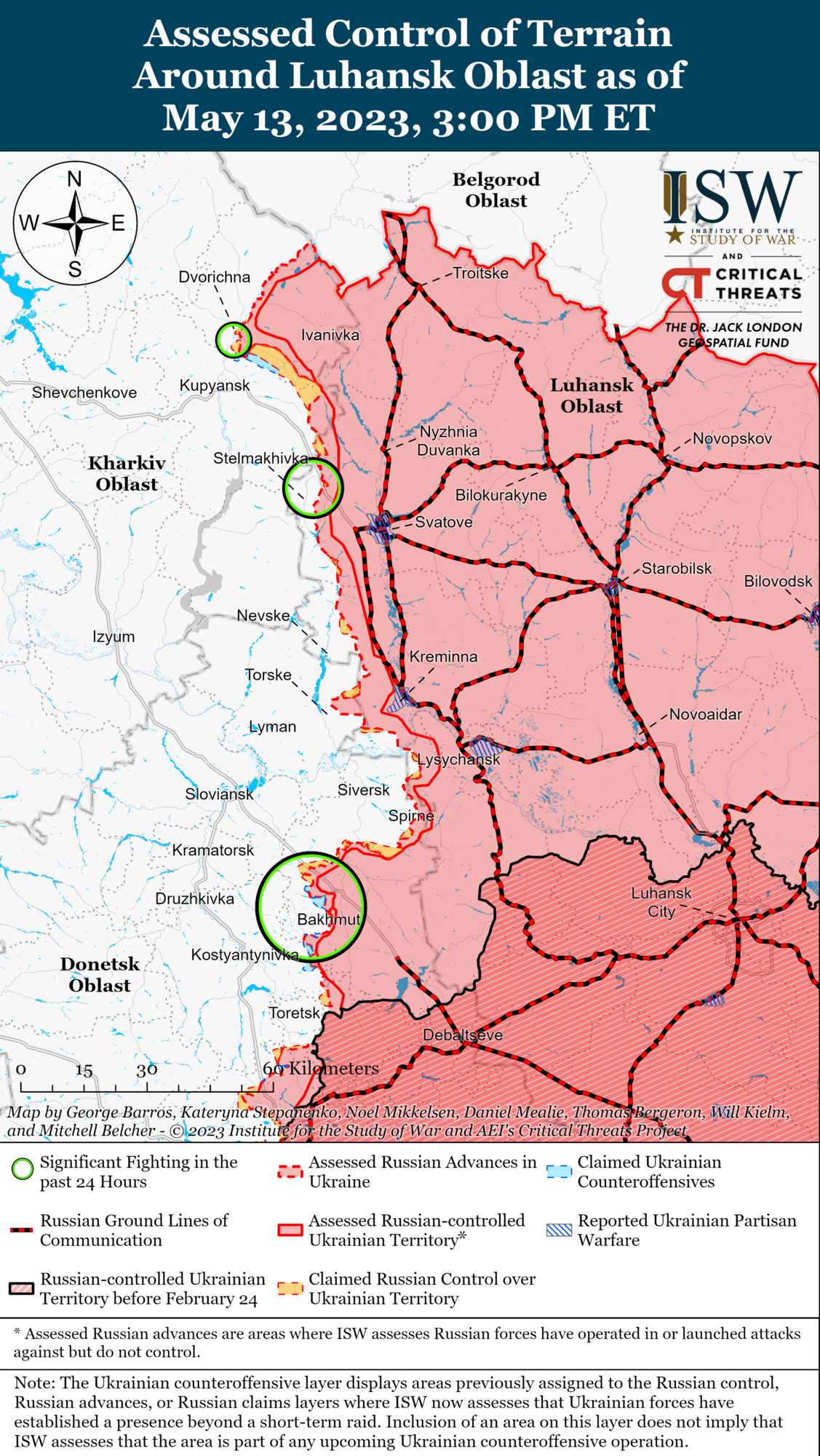 Карта бойових дій у Луганській області