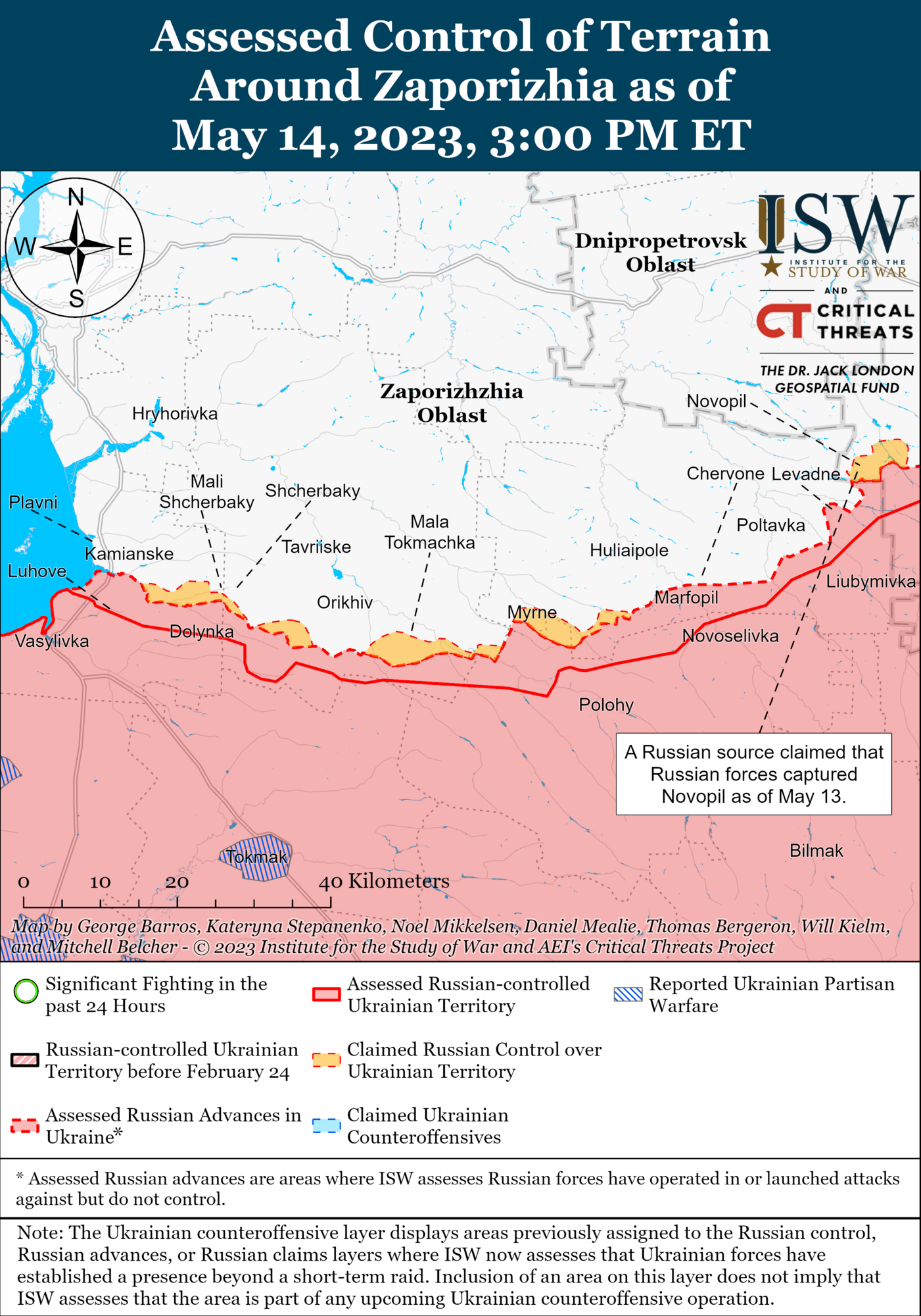 Карта боевых действий, Запорожская область