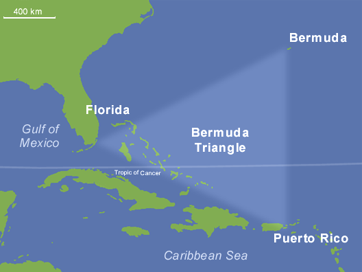 Бермудський трикутник на мапі