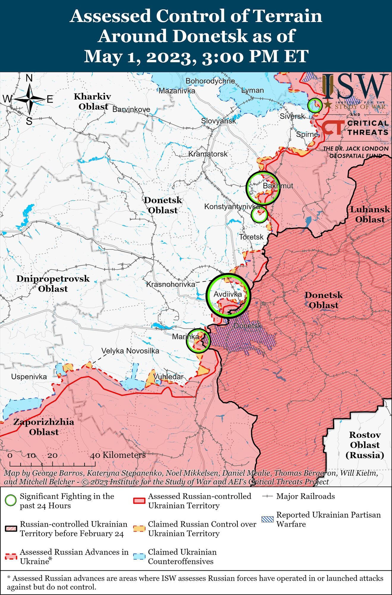 Війська РФ атакують у районі Бахмута й Авдіївки, ЗСУ влаштували рейди через Дніпро: аналіз бойових дій від ISW
