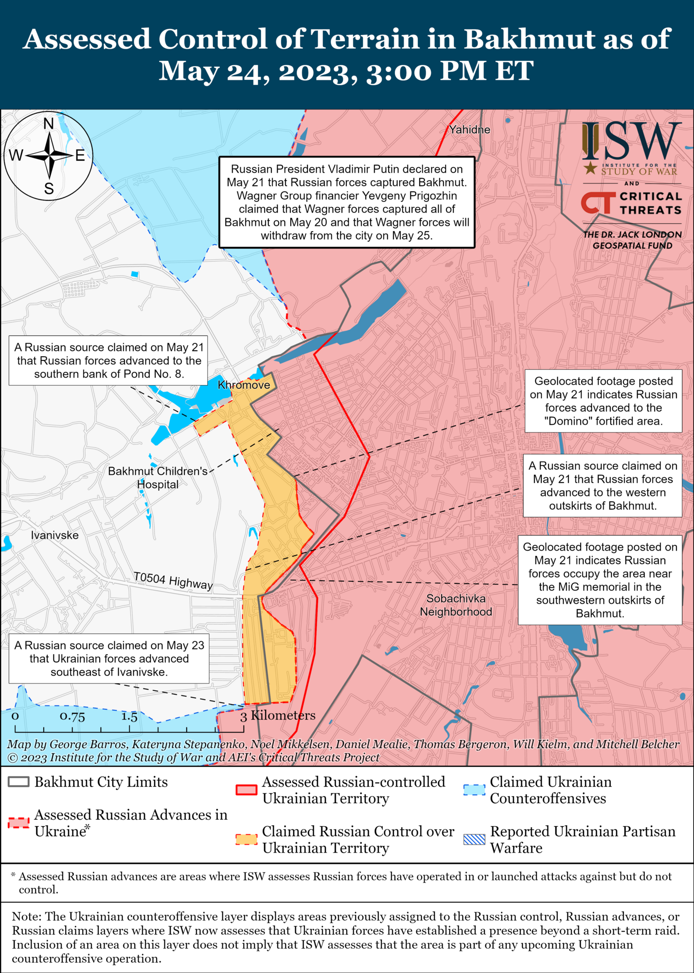 Оккупанты пытались пойти в наступление вблизи Бахмута, горячее всего было на двух участках: анализ боевых действий от ISW