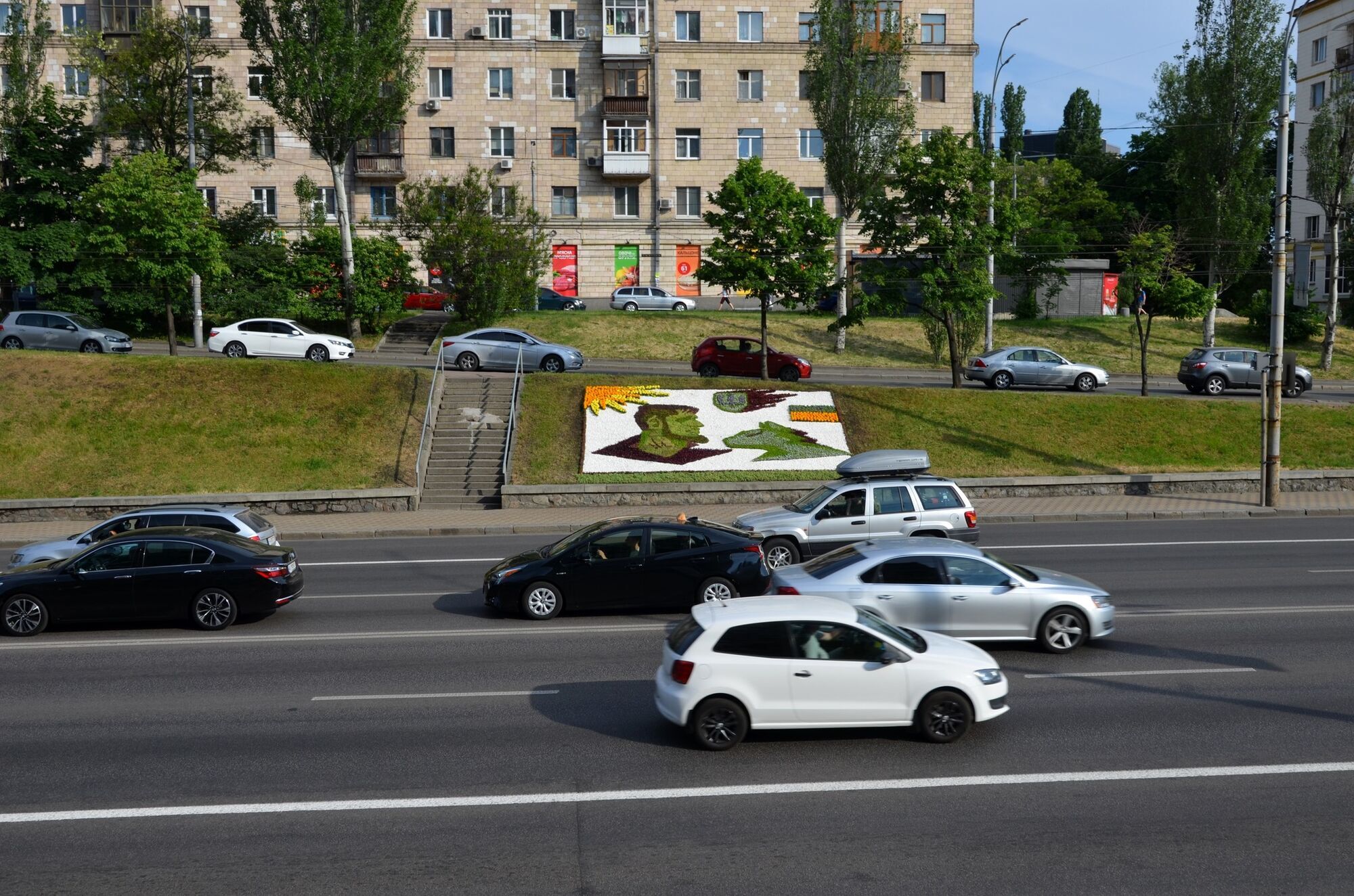 В Киеве высадили цветочное панно, посвященное Дмитрию Коцюбайлу "Да Винчи". Фото