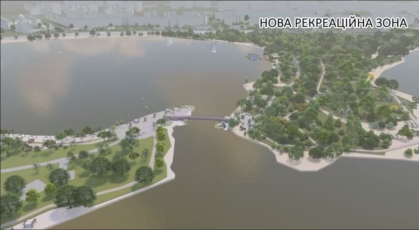 Кличко показал, как будет выглядеть новая рекреационная зона с пешеходным мостом на Оболони. Видео