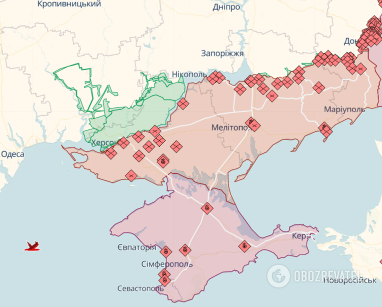Окупований Крим на карті