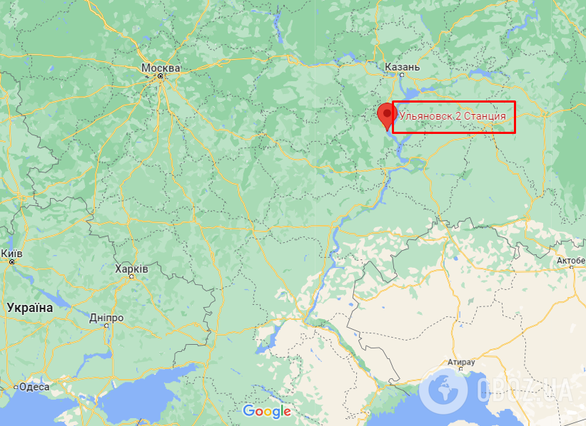 Станція Ульяновськ-2 на карті