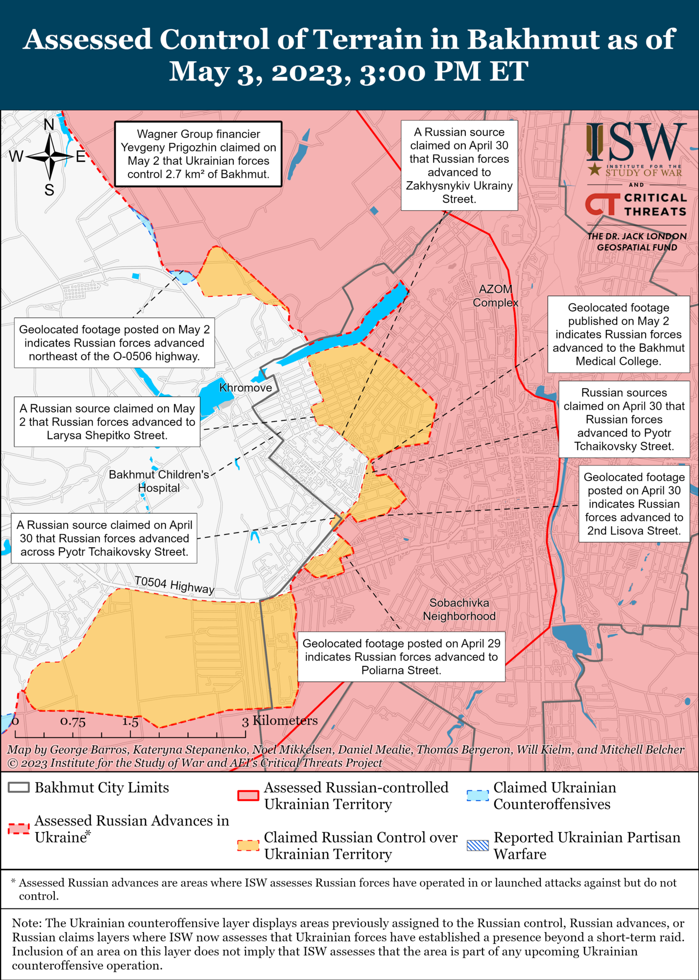 Війська РФ могли просунутися в Бахмуті, ЗСУ контратакували ворога в районі Авдіївки: аналіз бойових дій від ISW