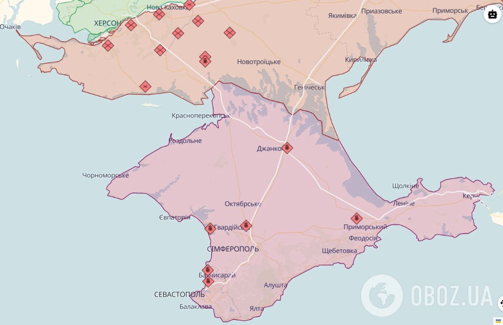 Окупований Крим на карті