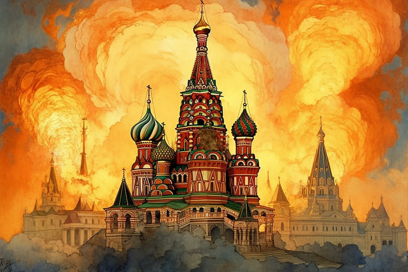 Кремль горит: искусственный интеллект показал, как это было бы на картинах Пикассо, Дали, Малевича и других