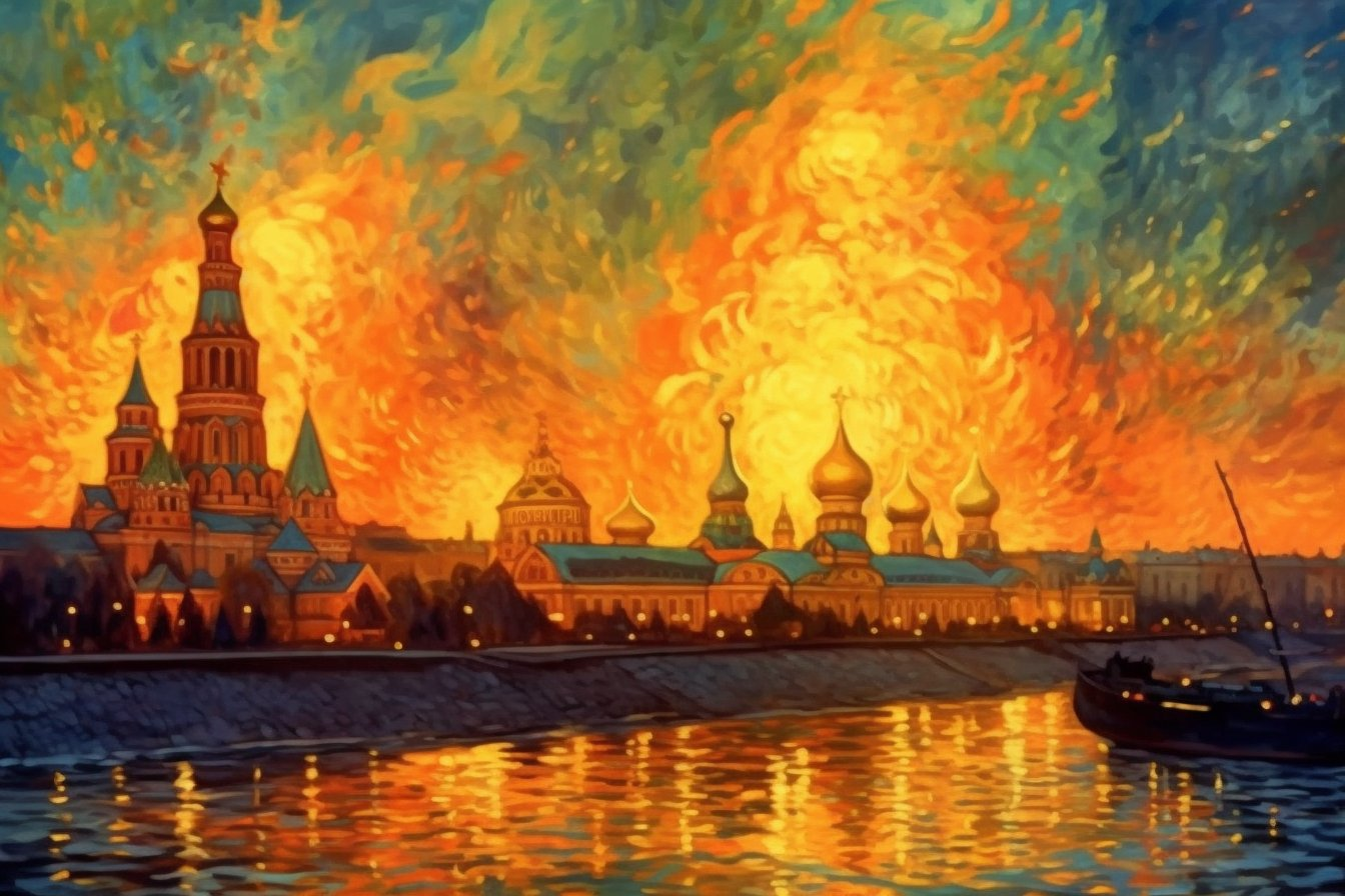 Кремль горить: штучний інтелект показав, як би це було на картинах Пікассо, Далі, Малевича та інших