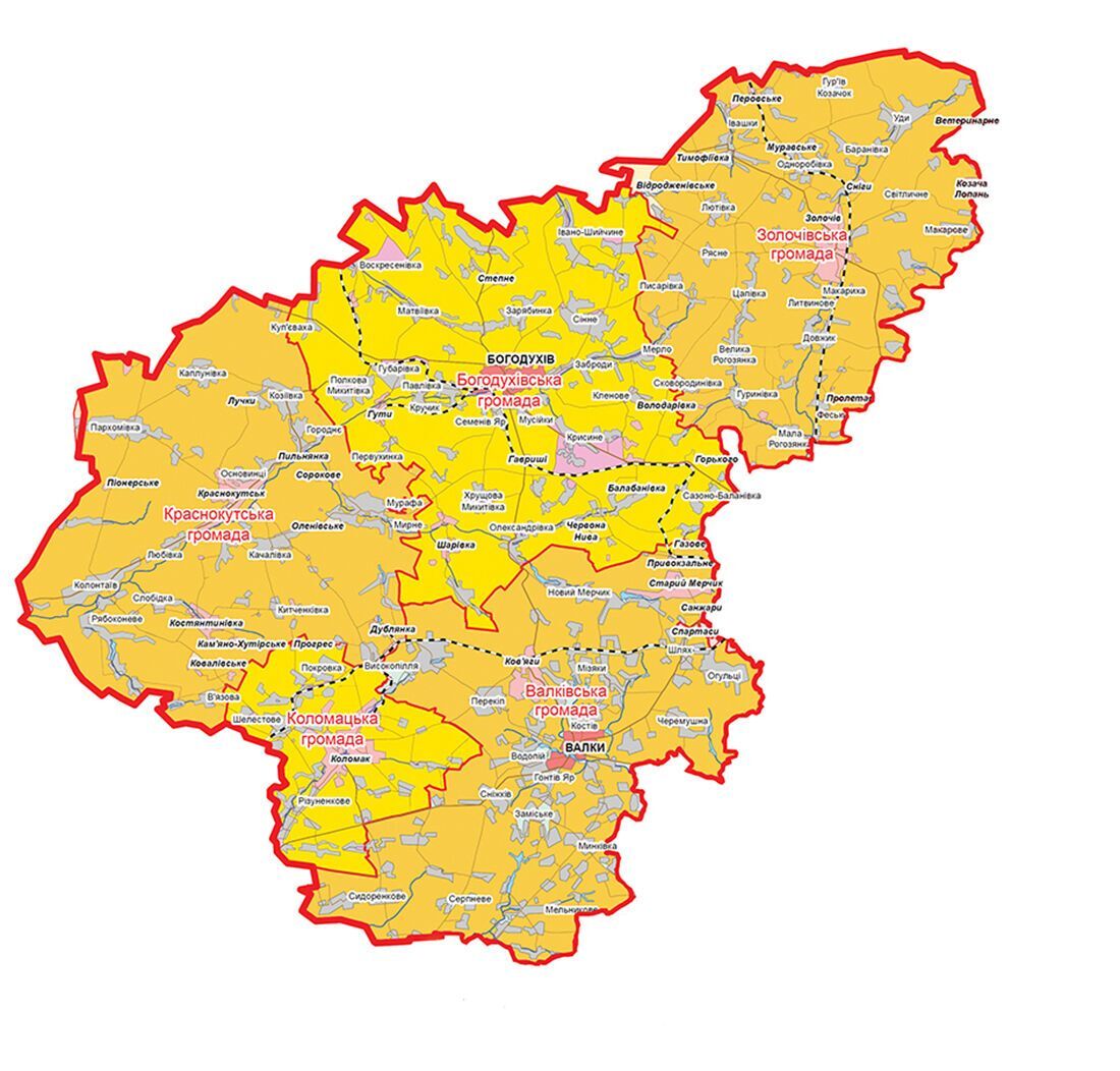 Богодухівський район. Карта