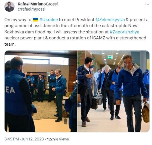 Гендиректор МАГАТЭ Гросси едет в Украину: везет программу помощи из-за "затопления дамбы" в Новой Каховке