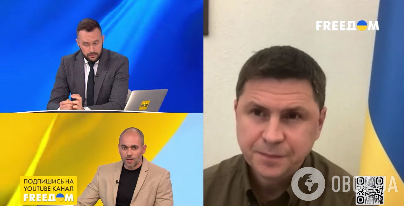 Михаил Подоляк в прямом эфире украинского телеканала