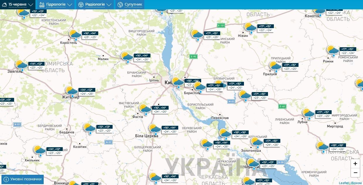 Місцями гроза та до +27°С: детальний прогноз погоди по Київщині на 15 червня