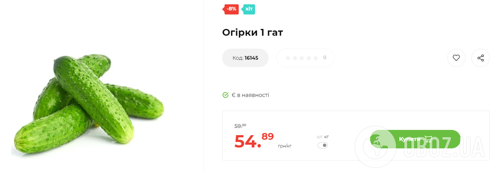 Ціни на огірки в АТБ