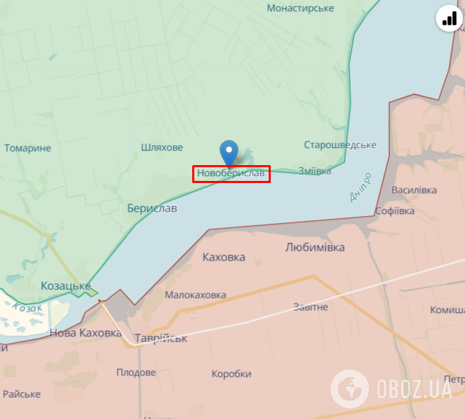 Новоберислав Херсонской области на карте