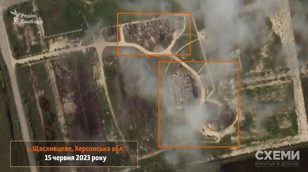 Помітно сліди пожеж: з'явилися супутникові фото результатів влучань ЗСУ по базі окупантів на Херсонщині