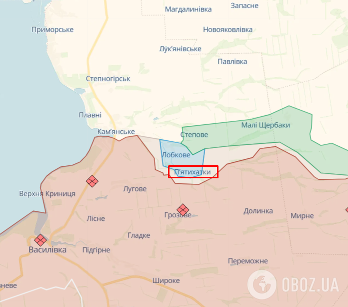 Пятихатки Запорожской области на карте