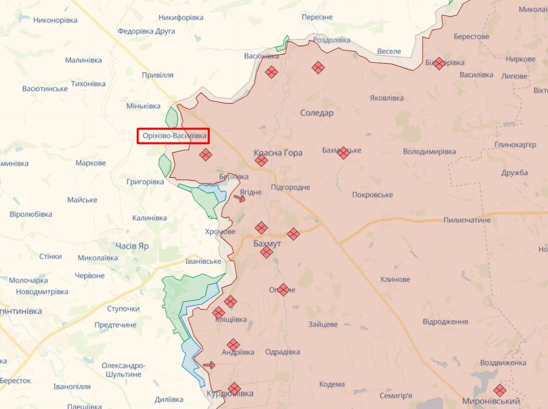 Войска РФ пытались прорваться в районе Орехово-Василевки, но получили отпор от ВСУ: в Генштабе назвали горячие направления. Карта