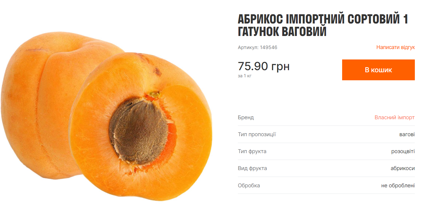 Скільки коштують абрикоси