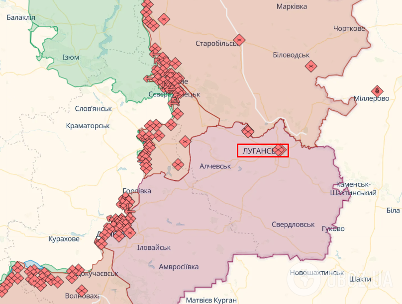 Луганск на карте