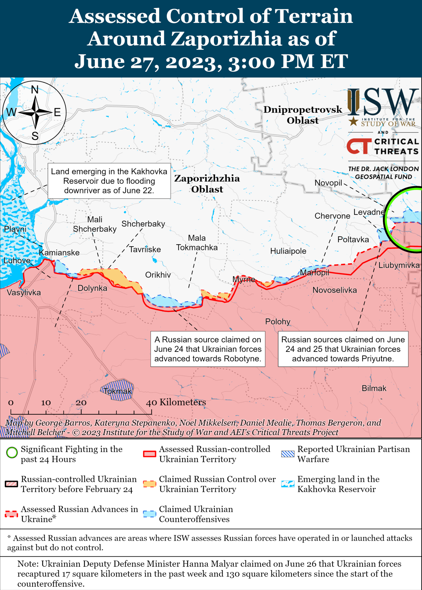 Карта боевых действий в Запорожской области