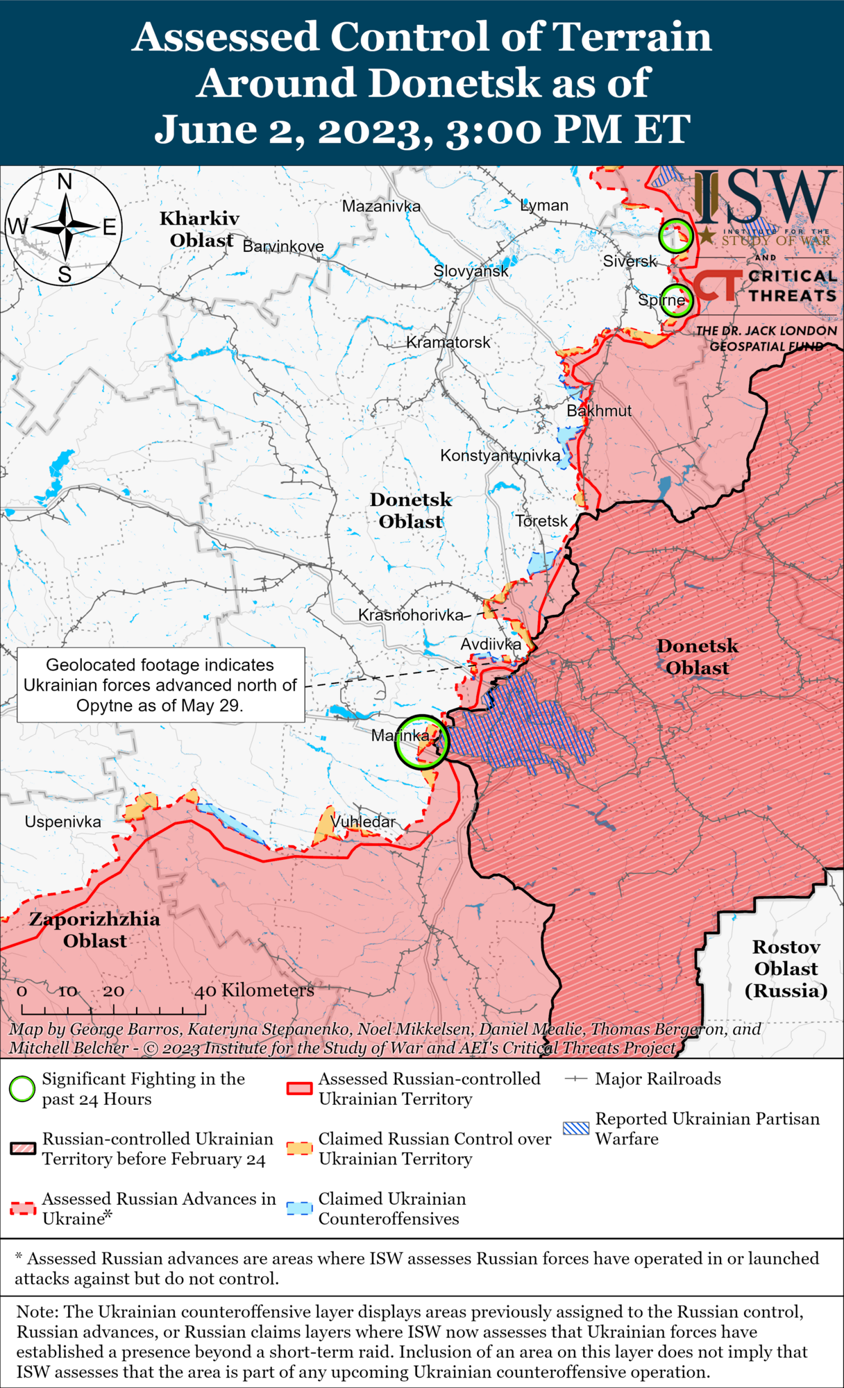 Линия фронта в Донецкой области