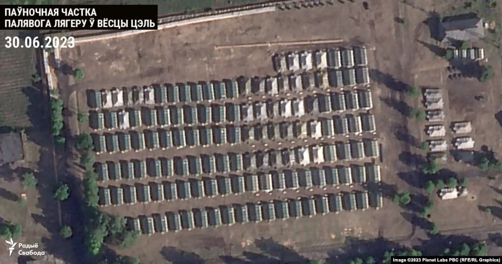 В Беларуси построили полевой лагерь, где могут разместить ЧВК "Вагнер". Спутниковое фото