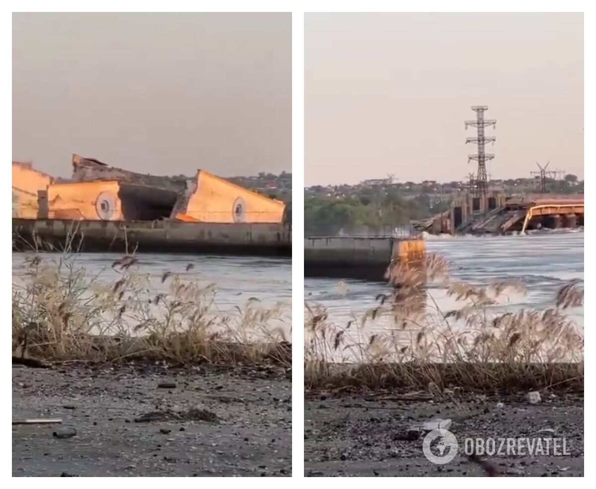 Каховская ГЭС после взрыва