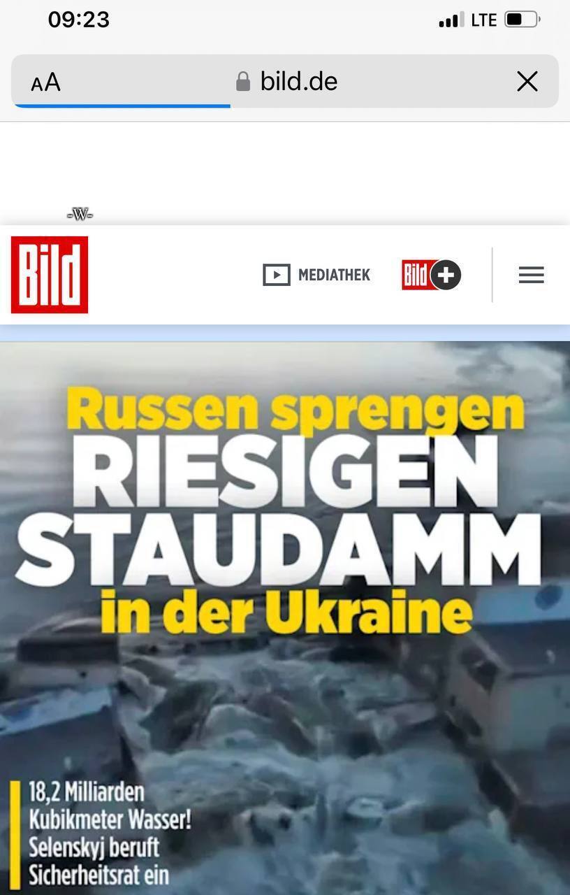 "Сама вибухнула?" Bild потрапив у гучний скандал через "маневри" навколо висвітлення теракту на Каховській ГЕС