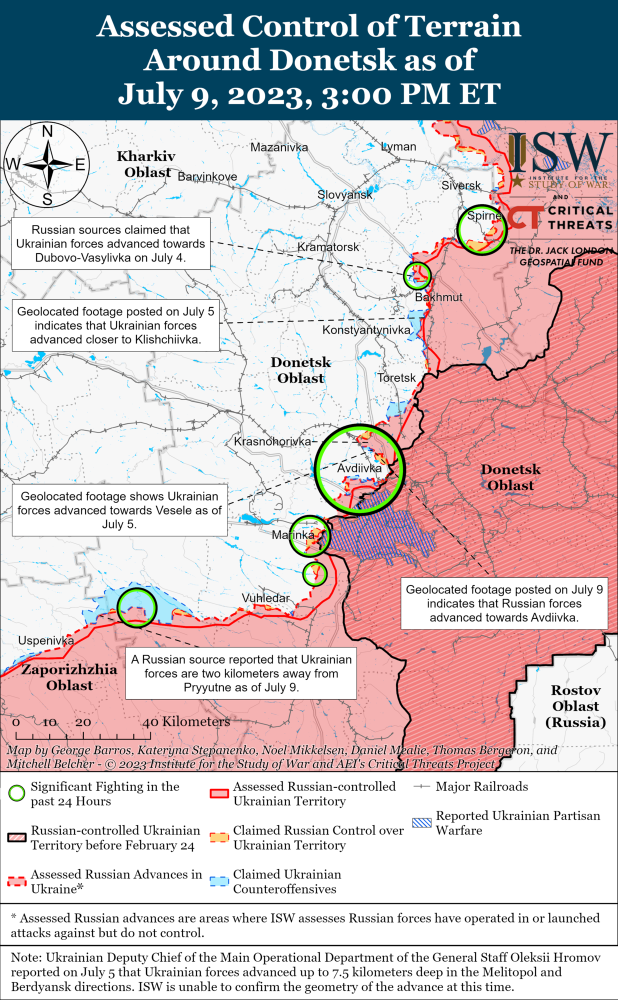 ВСУ ведут контрнаступательные операции на трех направлениях, войскам РФ не хватает оперативных резервов – ISW