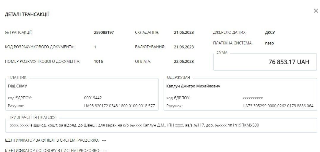 Дмитрию Каплуну выплатили почти 80 тыс. грн компенсации за командировку в США