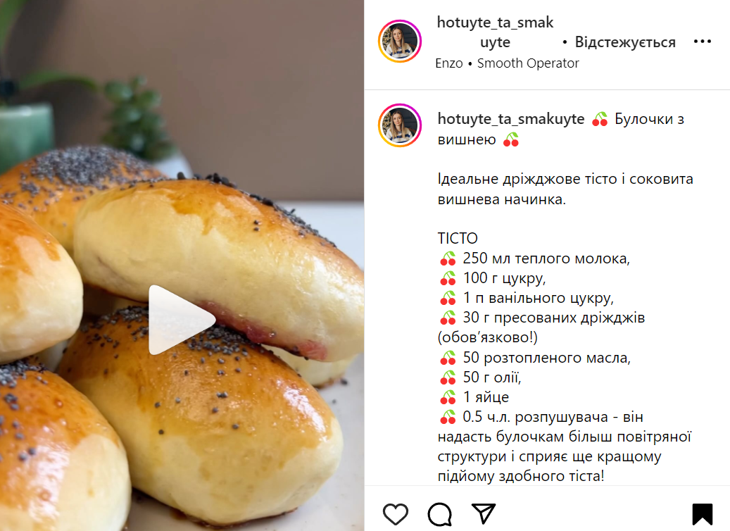 Рецепт булочек с вишнями