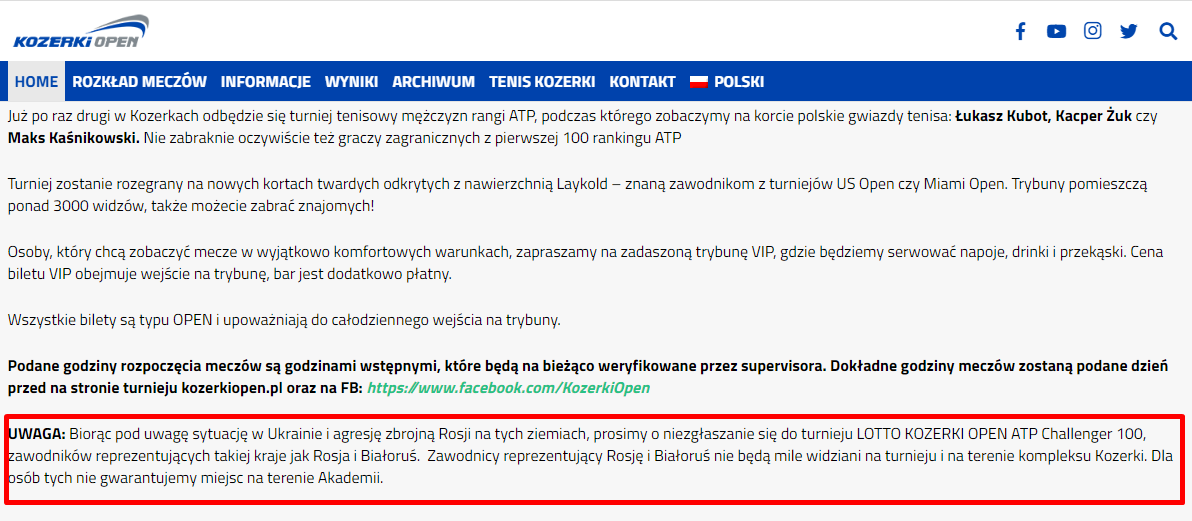 Польща принизила російських тенісистів, "рекомендувавши" їм не подавати заявки на турнір