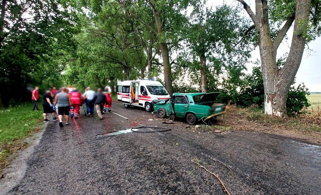На Киевщине легковушка на скорости въехала в дерево: есть пострадавшие. Фото