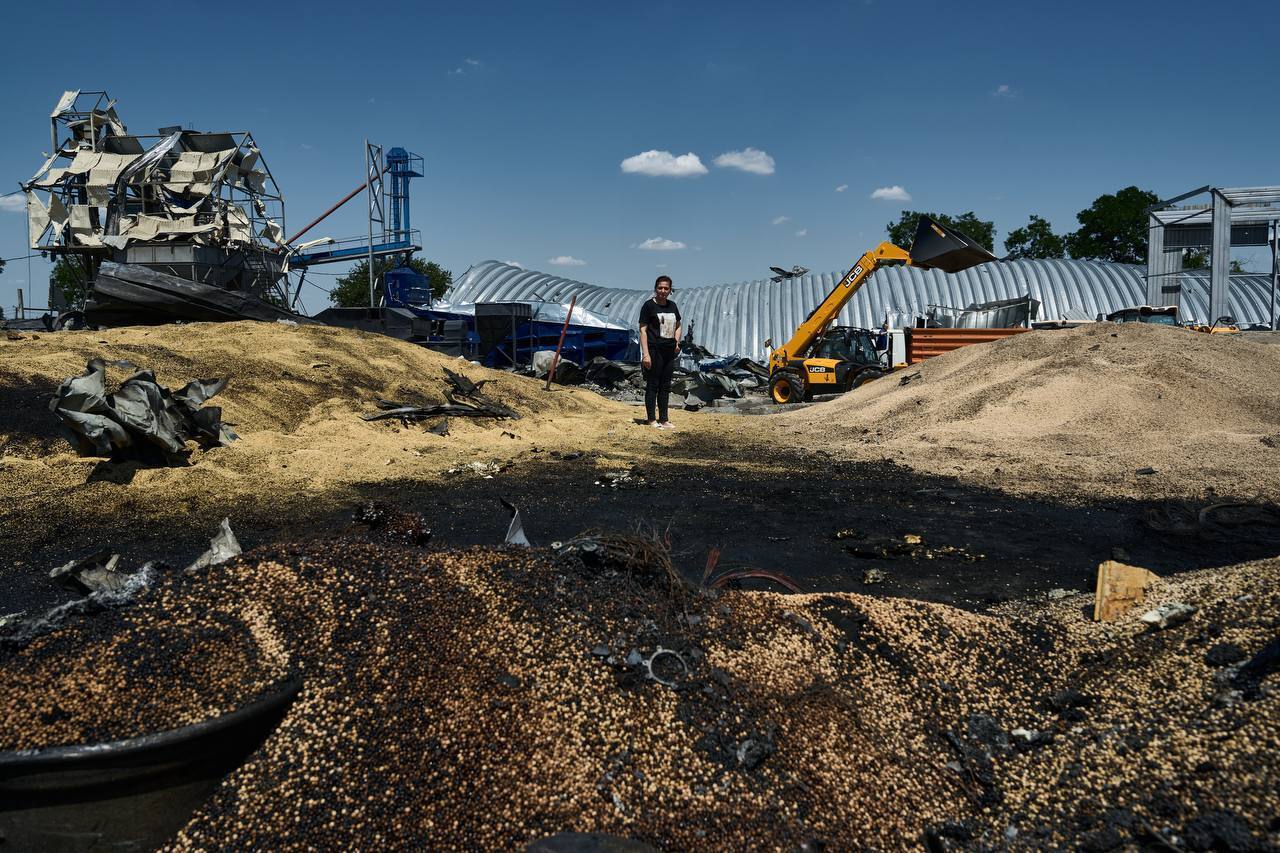Вирощений під сиренами, зібраний під обстрілами: в Одесі показали знищений росіянами врожай зерна. Фото