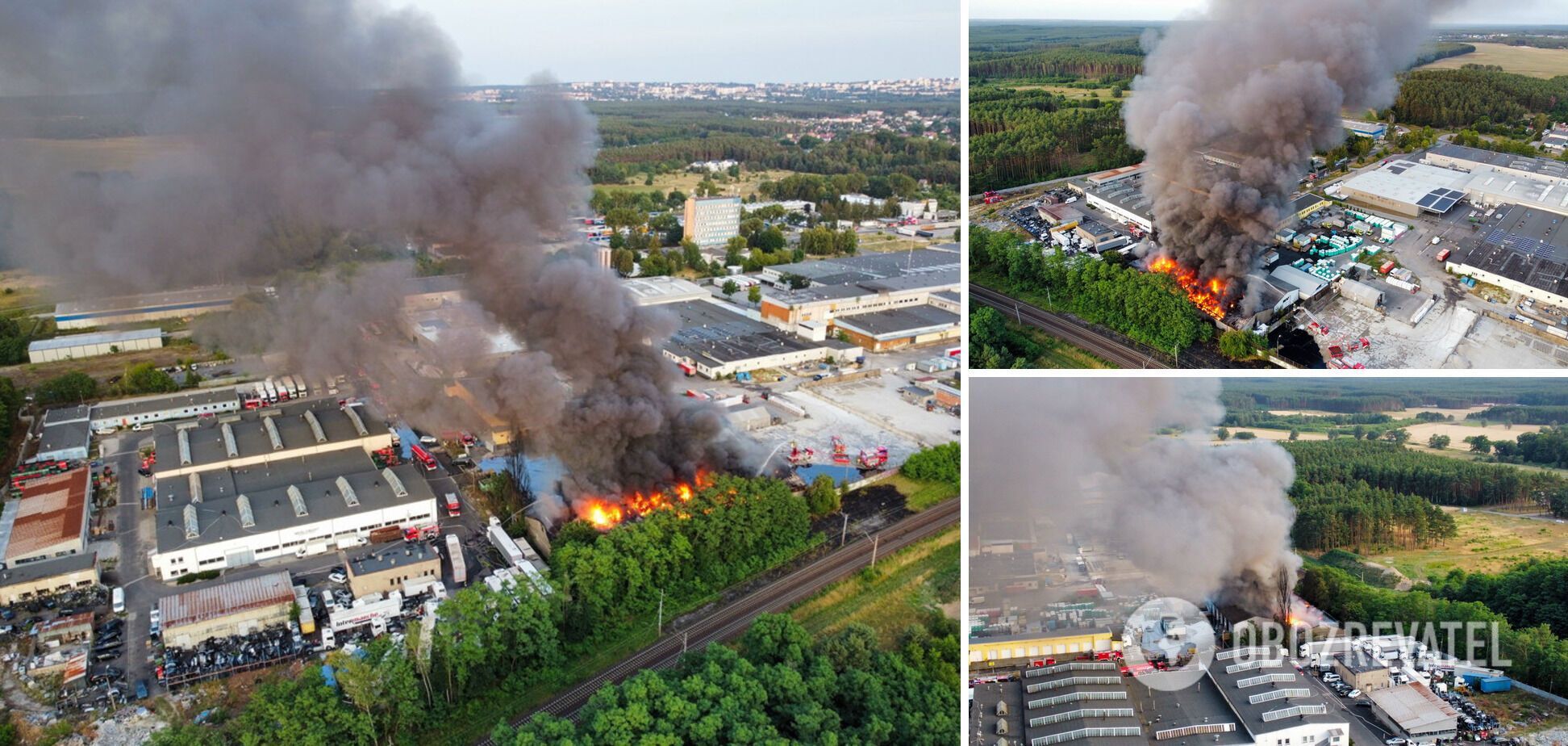 У Польщі спалахнула масштабна пожежа на складі хімікатів. Фото