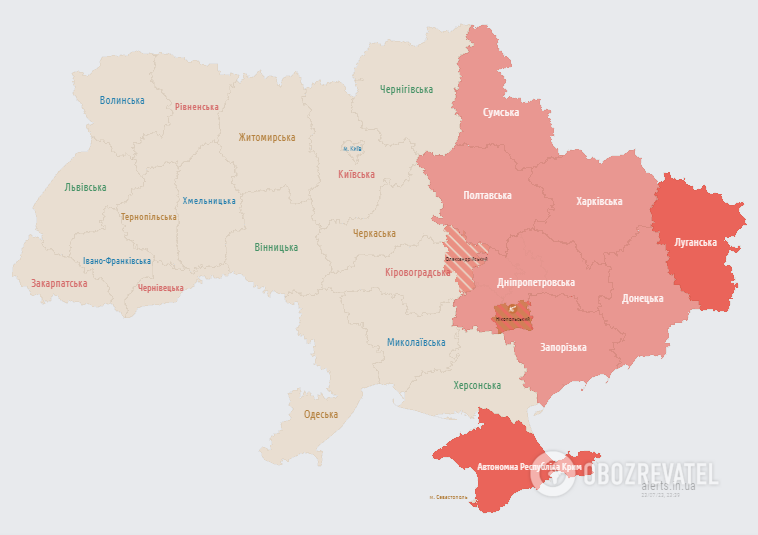 Карта воздушной тревоги