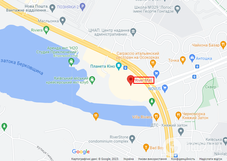 River Mall на карті Києва