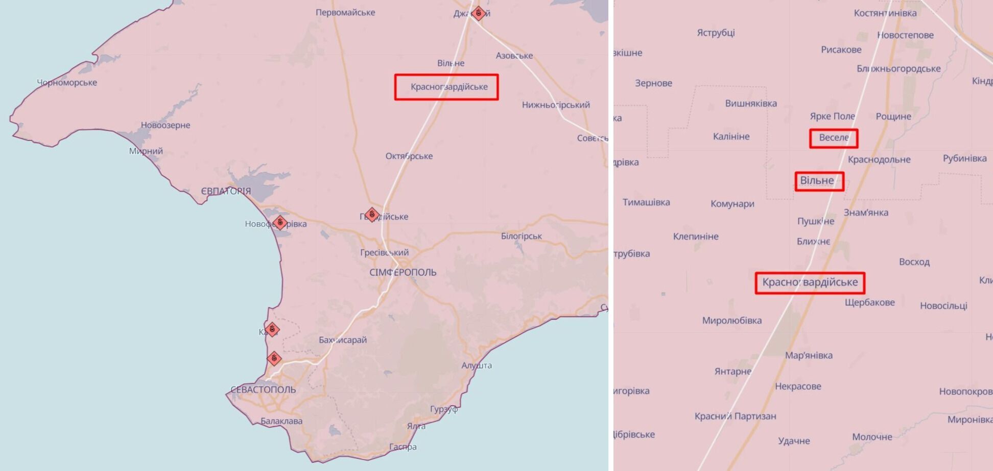 В Крыму утром снова прогремели взрывы: оккупанты заявили об "атаке БПЛА" и попадании в склад БК. Фото и видео