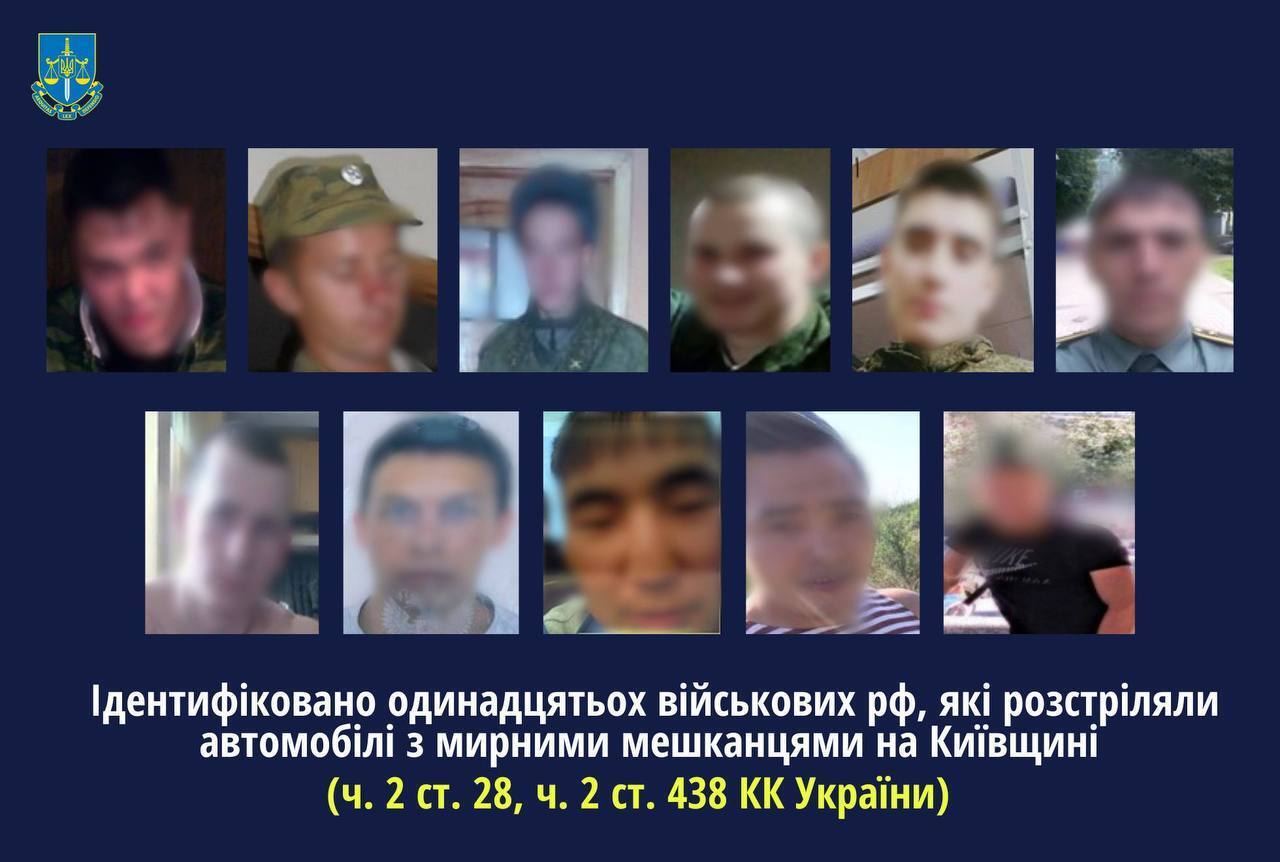 СБУ повідомила про підозру ще 11 російським окупантам, які вбивали мирних мешканців Київщини. Фото