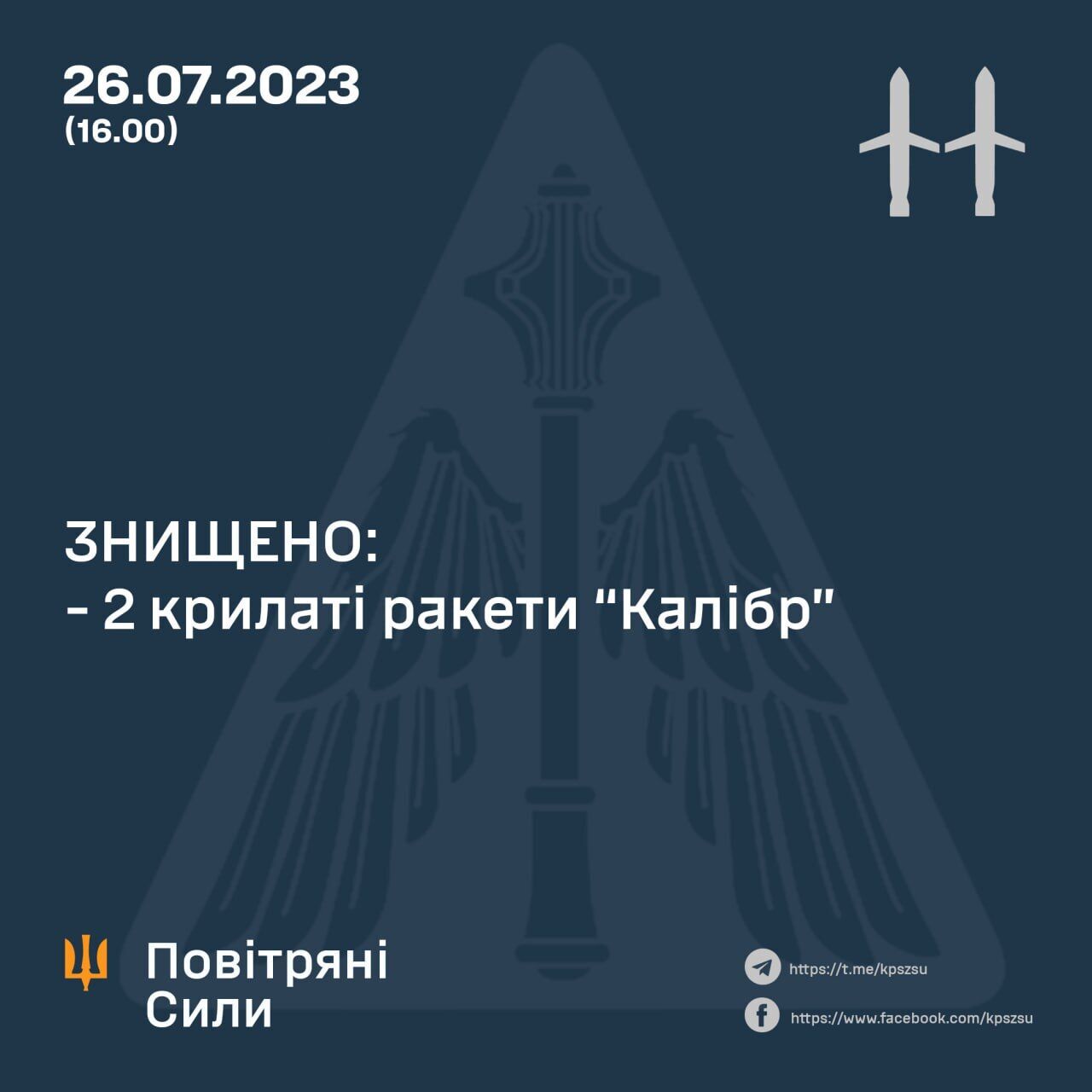 РФ атакувала Україну "Калібрами": три ракети збито на Вінниччині