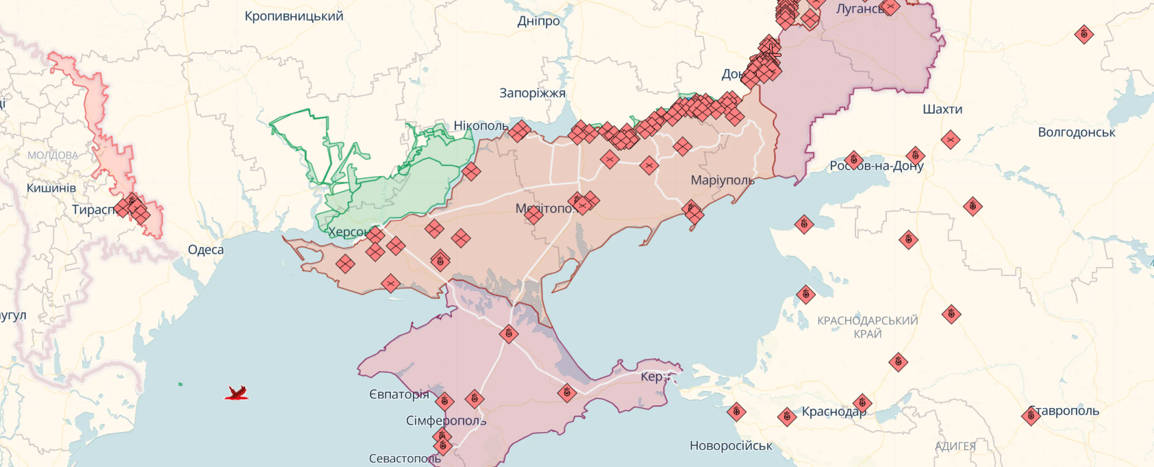 Линия фронта в Украине четко видна из космоса: заросла "зеленкой". Карта