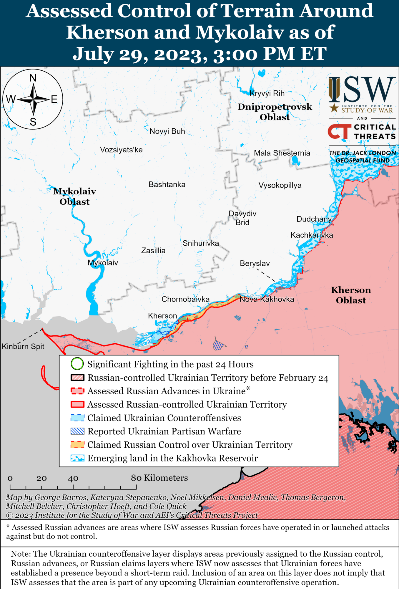 Карта лінії фронту на Херсонщині