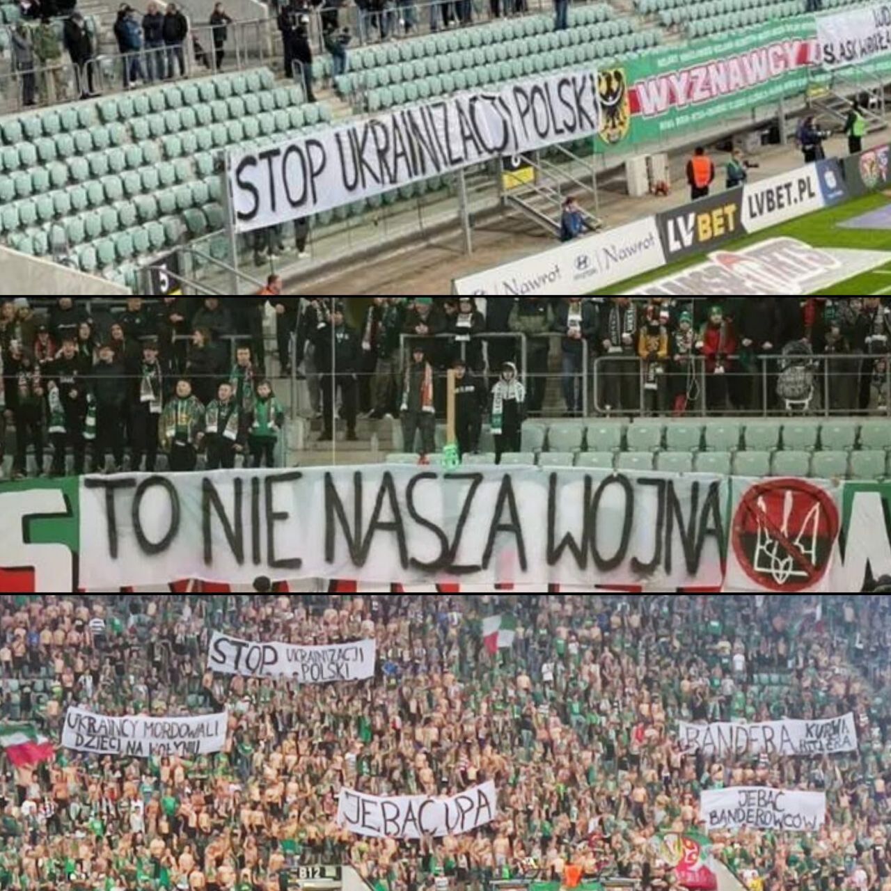 У Польщі влаштували протест проти України, розмістивши образливі банери під час футболу. Фотофакт